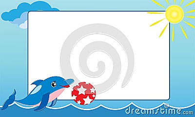 Sea frame with small dolphin Stock Photo