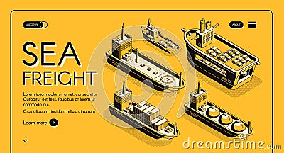 Sea freight transport company vector web banner Vector Illustration