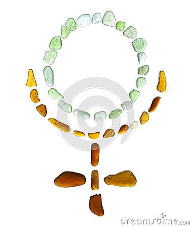 Sea glass mosaic - Pluto astrological symbol Stock Photo