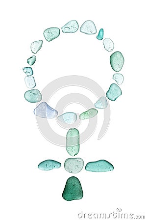 Sea glass mosaic - Venus astrological symbol Stock Photo