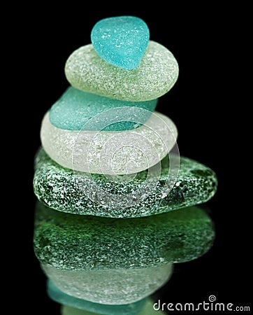 Sea glass pieces on black Stock Photo