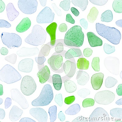 Sea glass pieces on white background Stock Photo