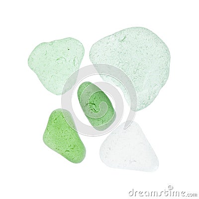 Sea glass pieces on white Stock Photo