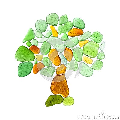 Sea glass pieces on white Stock Photo