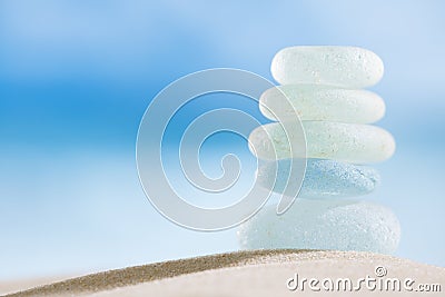 Sea glass seaglass with ocean , beach and seascape Stock Photo