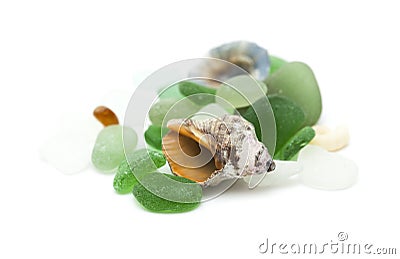 Sea glass and shells Stock Photo