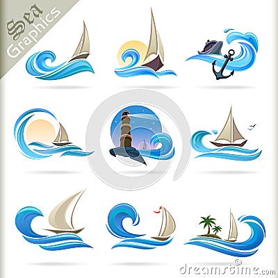 Sea Graphics Series - Premium Sea Travel Icons Vector Illustration