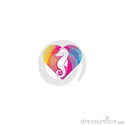 Sea Horse heart shape concept vector logo Vector Illustration