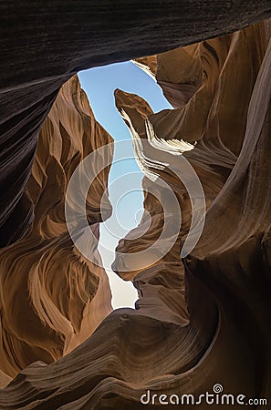 SEA horse like Blue Sky through Sandstone slot of Lower antelope, Stock Photo