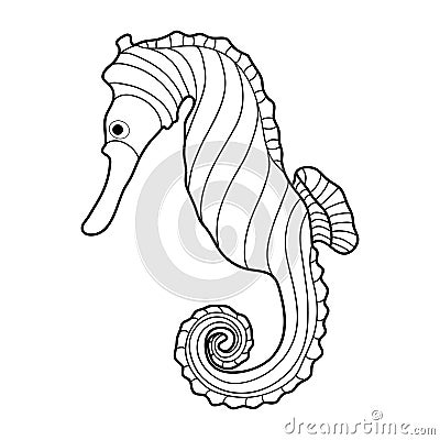 Sea horse simple for coloring Vector Illustration