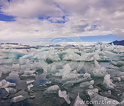 A sea of ice burgs at Jokulsarlon Lagoon Stock Photo