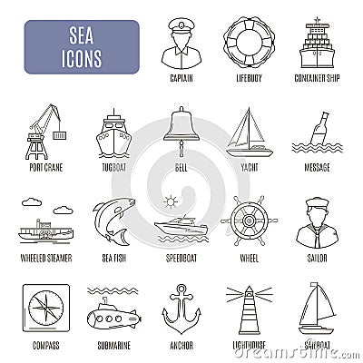 Sea icons. Set of vector pictogram Vector Illustration