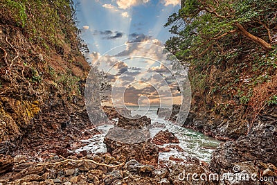 The Sea of Japan from Blue Cave in Suzu, Ishikawa, Japan Stock Photo