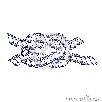 Sea Knot Rope Hand Draw Sketch. Vector Vector Illustration