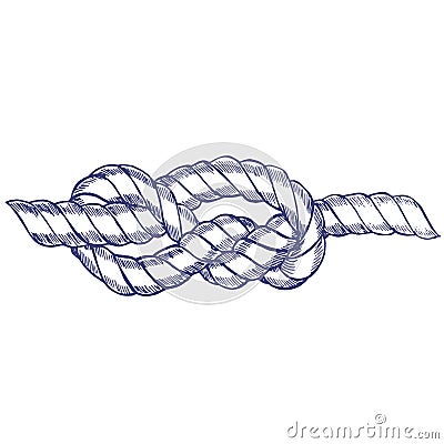 Sea Knot Rope Hand Draw Sketch. Vector Vector Illustration