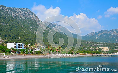 Sea landscape with Kumlubuk bay near Turunc, Mugla Stock Photo