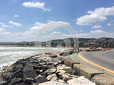 The sea and the landscape of San Benedetto del Tronto Stock Photo