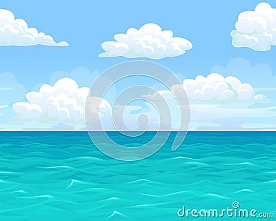 Sea landscape seamless horizontal Vector Illustration