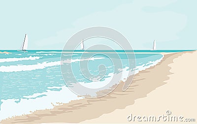 Sea landscape in sunny day Vector Illustration