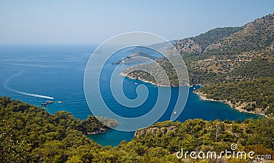 Sea landscape top view. Sea lagoon with beautiful turquoise water. Stock Photo