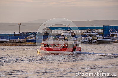 Sea landscape with the tourist water bus Editorial Stock Photo