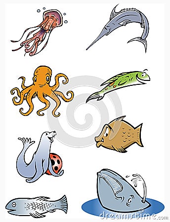 Sea life collection Vector Illustration