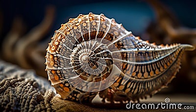 Sea life collection shells, fossils, and starfish generated by AI Stock Photo