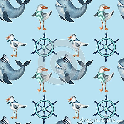 sea life seamless pattern 