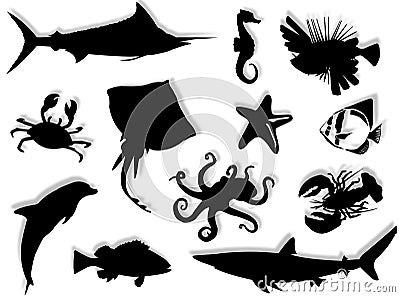 Sea-life silhouette Stock Photo