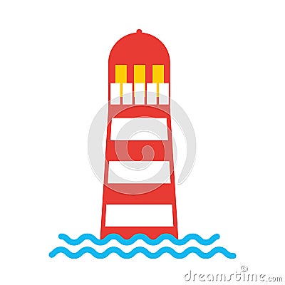 Sea lighthouse isolated icon Vector Illustration