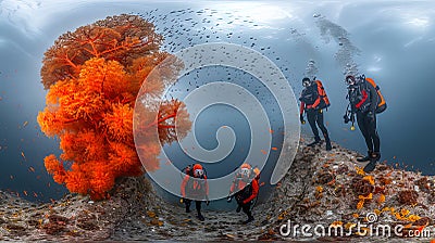 Sea lips and sea fans, decorating the coral reef and giving it additional beauty and textu Stock Photo