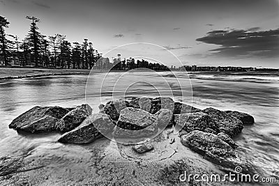 Sea Manly beach rocks alga Stock Photo