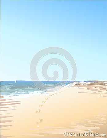 The sea marks on the sand Vector Illustration