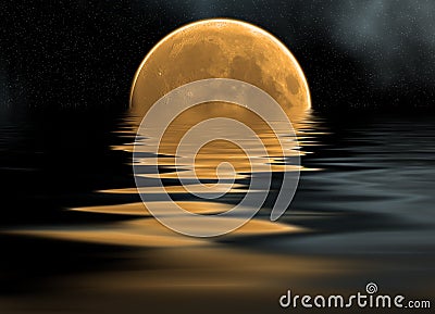 Sea and moon Stock Photo