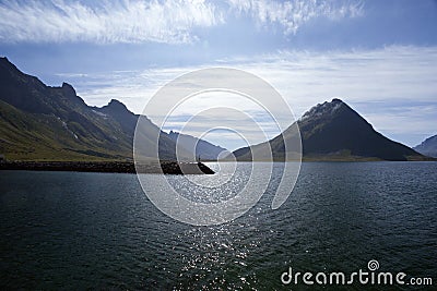 Sea and mountains, Lofoten Island Stock Photo