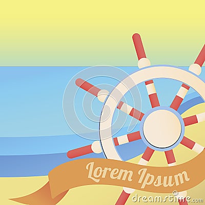 Sea and nautical colourful summer illustration. Summer nautical card in bright colors. Vector Illustration