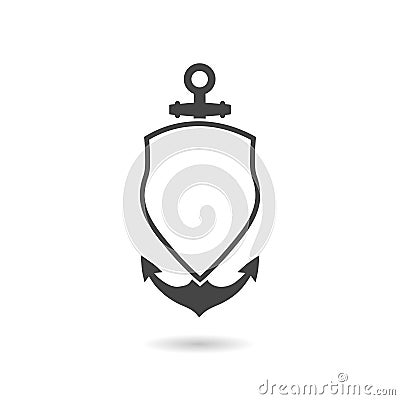Sea and nautical typography badge and design element with shadow Vector Illustration