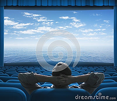 Sea or ocean on cinema screen Stock Photo