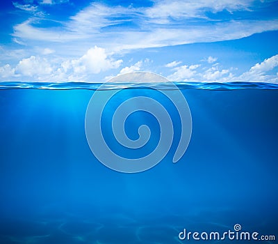 Sea or ocean water surface and underwater Stock Photo