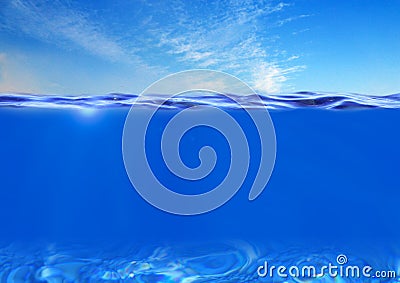 Sea or ocean water surface and underwater Stock Photo