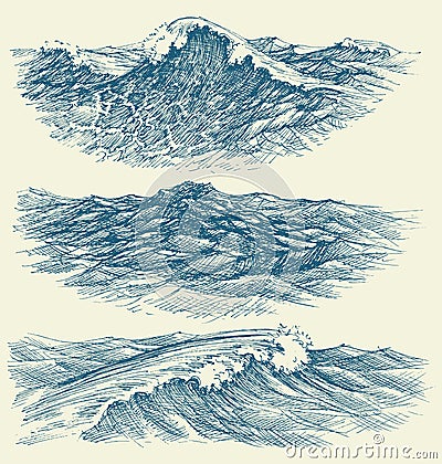 Sea and ocean waves Vector Illustration