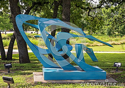 `The Sea` by Otello Guarducci in Arlington Sculpture Garden at Meadowbrook Park. Editorial Stock Photo