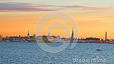 Sea panorama of Tallinn. Editorial Stock Photo