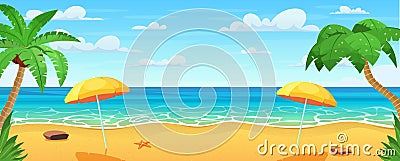 Sea panorama. Tropical beach Vector Illustration