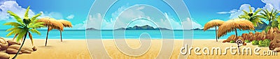 Sea panorama, Tropical beach. Vector Vector Illustration