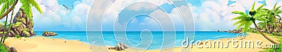 Sea panorama. Tropical beach. Vector background Vector Illustration