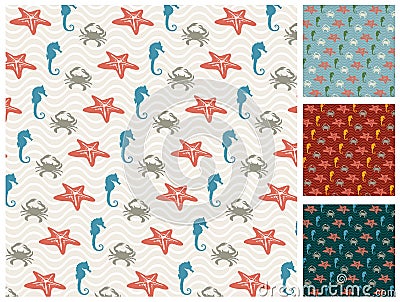 Sea pattern set Vector Illustration