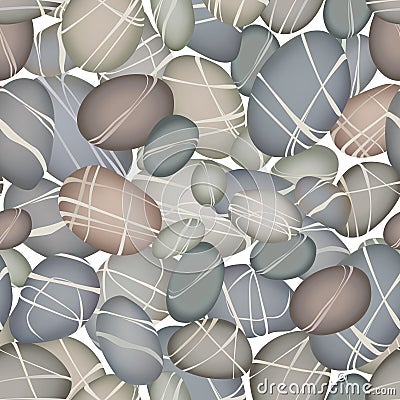 Sea pebbles seamless pattern. Stone background Stock Photo