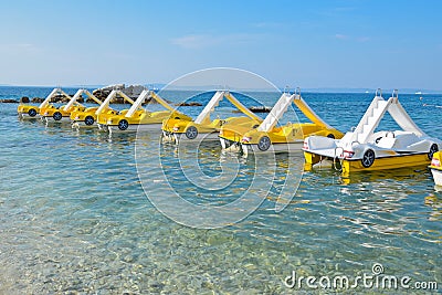 Sea peddle boats Stock Photo