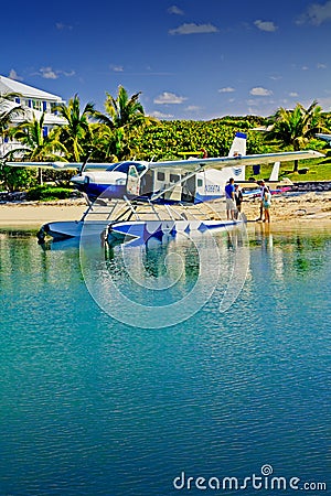 Sea Plane beached on Elbo Cay, Abaco, Bahamas Editorial Stock Photo